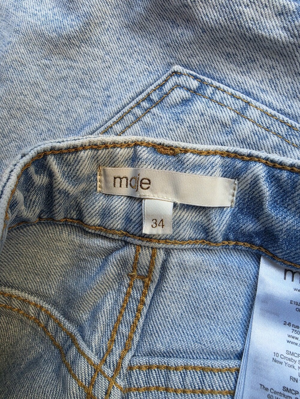 Maje Light Wash Denim Midi Skirt Size 34 - Picture 4 of 7